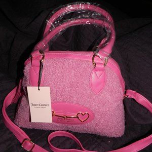 Juicy Couture  Sherpa Plush Heart to Heart Satchel Deep Pink🆕SHIPS FAST😮‍💨⚡🚚